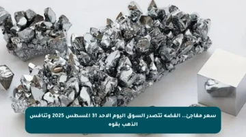 سعر مفاجئ.. الفضة تتصدر السوق اليوم الأحد 31 أغسطس 2025 وتنافس الذهب بقوة